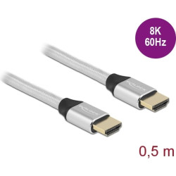 Delock Ultra High Speed HDMI Cable 48 Gbps 8K 60 Hz silver 0.5 m certified