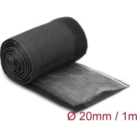 Delock EMI Shielding braided sleeve with hook-and-loop fastener heat resistant 1 m x 20 mm black