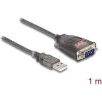 Delock Adapter USB 2.0 Type-A to 1 x Serial RS-232 D-Sub 9 pin male with nuts with 3 x LED 1 m