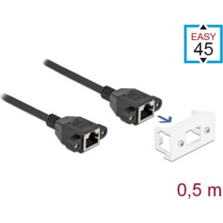 Delock Network Extension Cable for Easy 45 Module S/FTP RJ45 jack to RJ45 jack Cat.6A 50 cm black