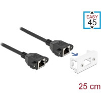 Delock Network Extension Cable for Easy 45 Module S/FTP RJ45 jack to RJ45 jack Cat.6A 25 cm black