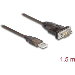 Delock Adapter USB 2.0 Type-A to 1 x Serial RS-232 D-Sub 9 pin male with nuts 1.5m