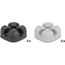 Delock Cable holder cross-shaped self-adhesive 4 pieces black / grey