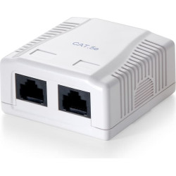 Equip Aufputzdose Cat5e 2xRJ45 UTP Premium RAL 9010 Reinweiß Polybeutel