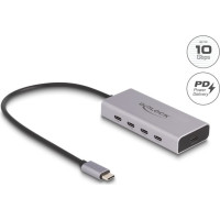 Delock USB 10 Gbps USB Type-C™ Hub with 4 x USB Type-C™ female + 1 x USB Type-C™ PD 85 Watt with 30 cm connection cable