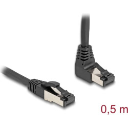 Delock RJ45 Network Cable Cat.8.1 S/FTP 90° upwards angled / straight 0.5 m black