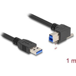 Delock USB 5 Gbps Cable USB Type-A male straight to USB Type-B male with screw 90° right angled 1 m black