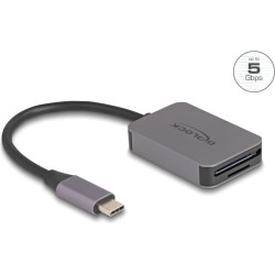 Delock USB Type-C™ Card Reader in aluminium enclosure for SD or Micro SD memory cards
