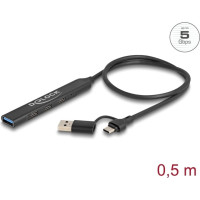 Delock 4 Port Slim USB Hub with USB Type-C™ or USB Type-A to 3 x USB 5 Gbps USB Type-C™ + 1 x USB 5 Gbps Type-A