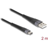 Delock USB 2.0 Cable USB Type-A male to USB Type-C™ male with extended bend protection 2 m