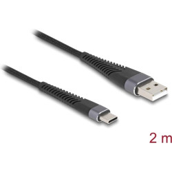 Delock USB 2.0 Cable USB Type-A male to USB Type-C™ male with extended bend protection 2 m