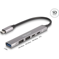 Delock 4 Port Slim USB Type-C™ Hub with 1 x USB 10 Gbps Type-A + 2 x USB 2.0 Type-A + 1 x USB 2.0 USB Type-C™ and PD 95 W