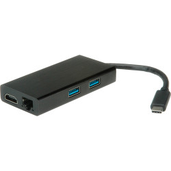 Secomp STANDARD USB Type C Docking Station, 1x HDMI + 2x USB 3.0 / USB 3.2 Gen. 1 + 1x Fast Ethernet LAN