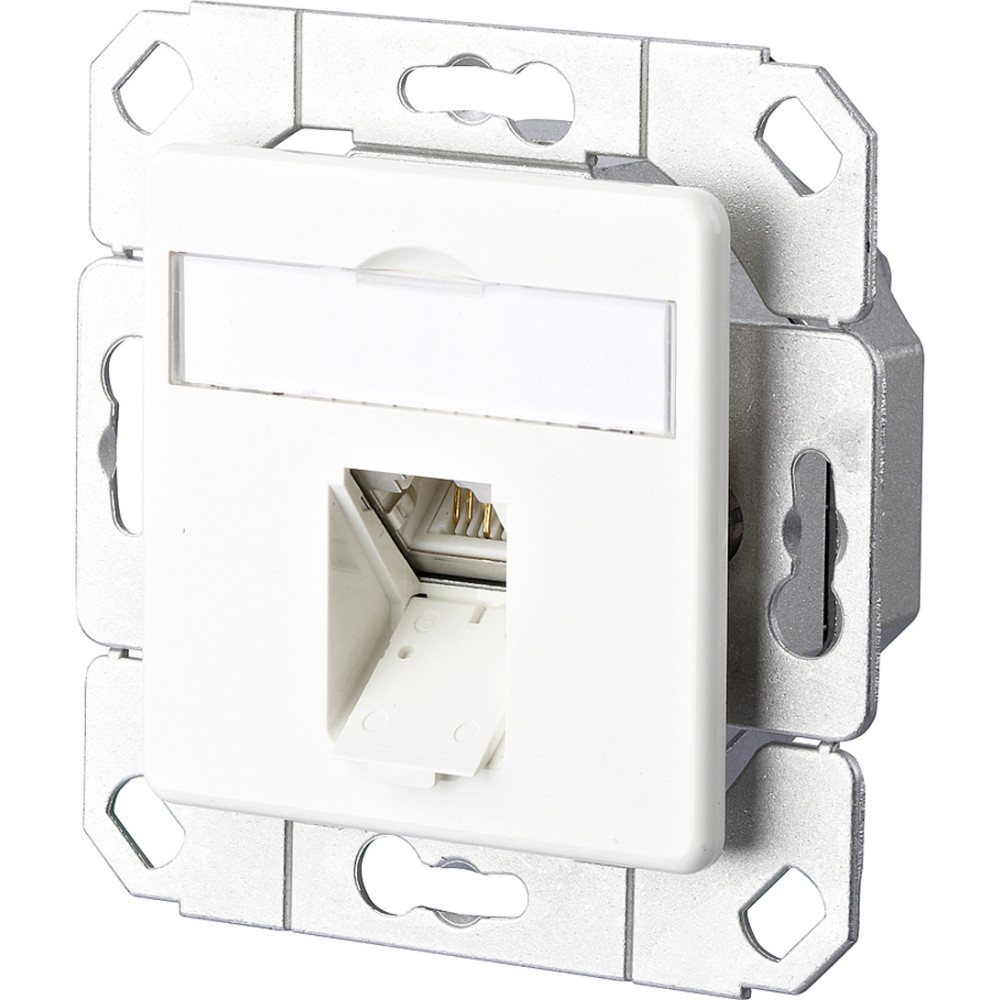 Metz Connect E-DAT C6A 1 port flush mounted trunking installation, pure white