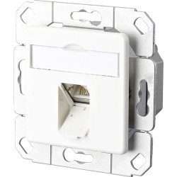 Metz Connect E-DAT C6A 1 port flush mounted trunking installation, pure white