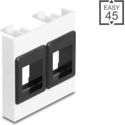 Delock Easy 45 Module with two Keystone Holders 45 x 45 mm, white / black