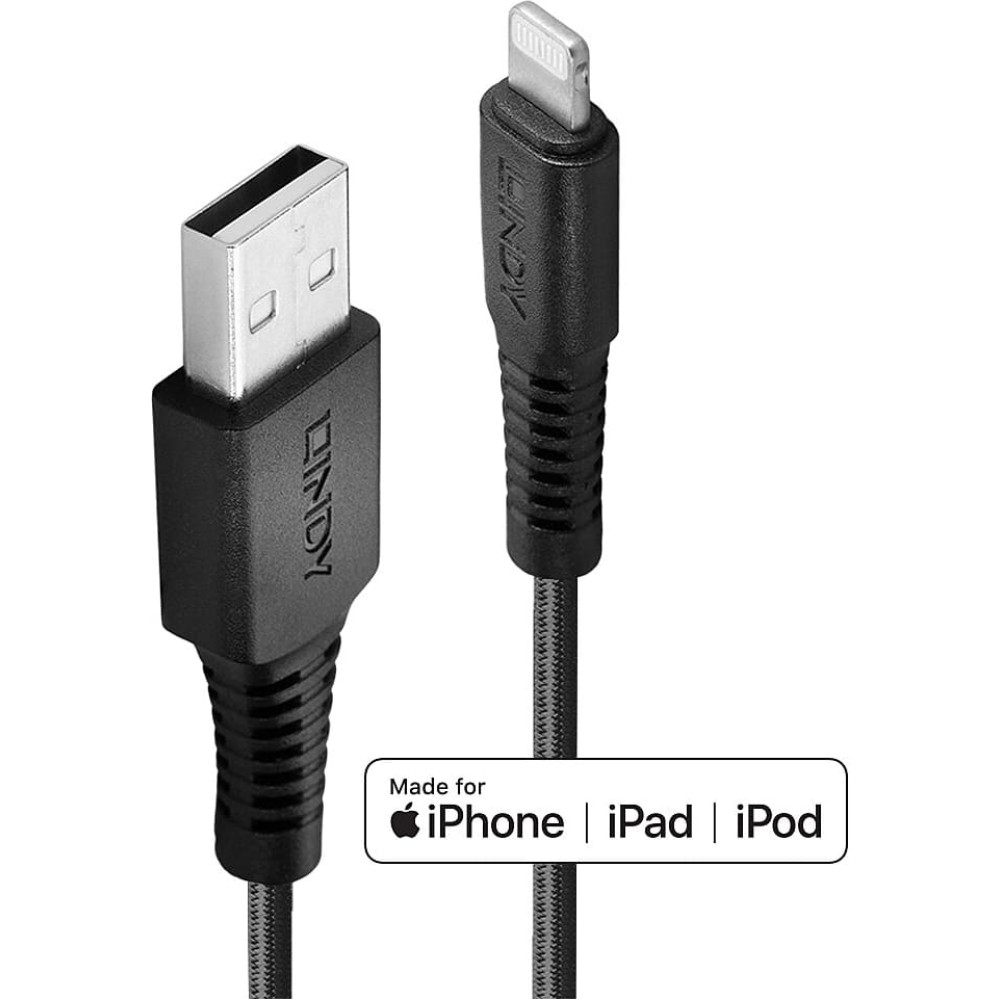 Lindy 2m Reinforced USB Type A to Lightning Cable
