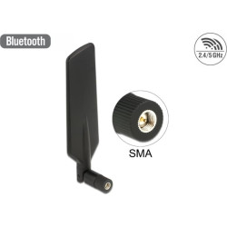 Delock LTE WLAN Dual Band Antenna SMA 1 ~ 4 dBi omnidirectional rotatable with flexible joint black