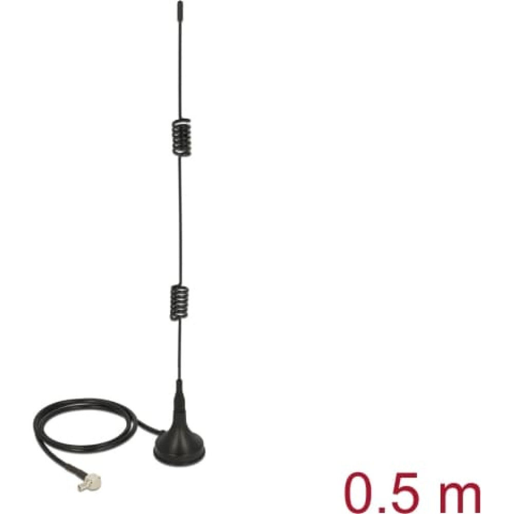 Delock LTE Antenna TS-9 plug 90° 2 - 3 dBi fixed omnidirectional with magnetic base and connection cable RG-174 50 cm outdoor black