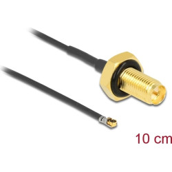 Delock Antenna Cable RP-SMA jack bulkhead to I-PEX Inc., MHF® 4L LK plug 1.37 10 cm thread length 10 mm splash proof
