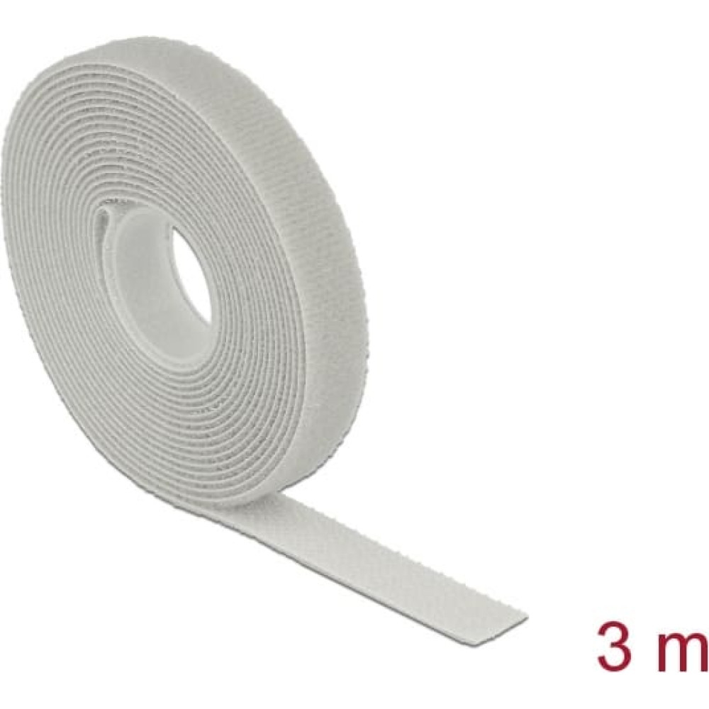Delock Hook-and-loop tape on roll L 3 m x W 13 mm grey