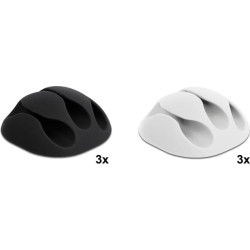 Delock Cable Holder with 3 feed-throughs self-adhesive Set 6 pieces black / white