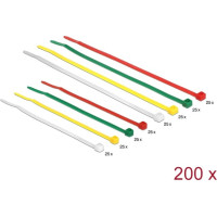 Delock Cable ties coloured L 100 x W 2.5 mm + L 200 x W 3.6 mm 200 pieces