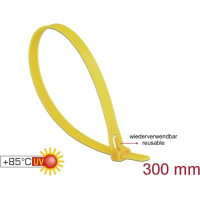 Delock Cable ties reusable heat-resistant L 300 x W 7.6 mm 100 pieces yellow