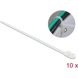 Delock Cable Tie with Fastening Eyelet L 300 x W 7.6 mm white 10 pieces
