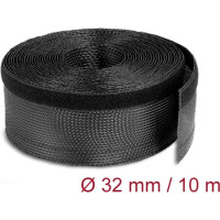 Delock Braided Sleeving with Hook-and-Loop Fastener 10 m x 32 mm black