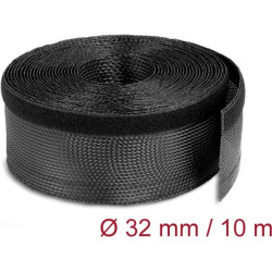 Delock Braided Sleeving with Hook-and-Loop Fastener 10 m x 32 mm black