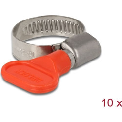 Delock Butterfly Hose Clamp 16 - 25 mm 10 pieces red