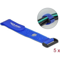 Delock Hook-and-loop cable tie with Loop and Fastening Eyelet L 190 x W 25 mm blue 5 pieces