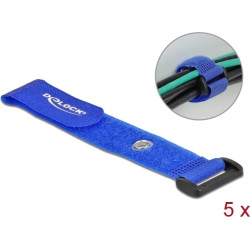 Delock Hook-and-loop cable tie with Loop and Fastening Eyelet L 190 x W 25 mm blue 5 pieces