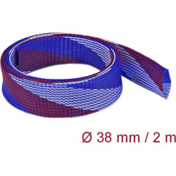 Delock Braided Sleeve stretchable 2 m x 38 mm blue-red-white