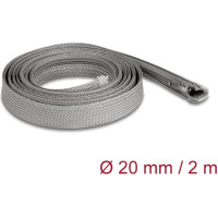 Delock Braided Sleeve with zip fastener heat-resistant 2 m x 20 mm grey