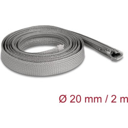 Delock Braided Sleeve with zip fastener heat-resistant 2 m x 20 mm grey