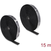 Delock Heavy-duty Hook-and-Loop tape self-adhesive L 15 m x W 25 mm black