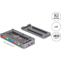 Delock USB 40 Gbps Enclosure for 1 x M.2 NVMe SSD in Gaming Style with LED and Fan - tool free