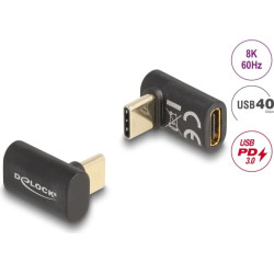 Delock Adapter USB 40 Gbps USB Type-C™ PD 3.0 100 W male to female angled 8K 60 Hz