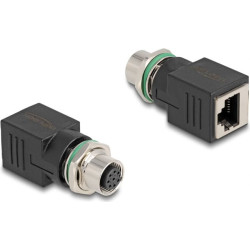 Delock M12 Adapter A-coded 8 pin female to RJ45 jack straight