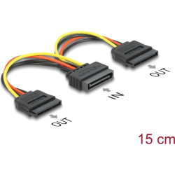 Delock Cable Power SATA 15 pin  2 x SATA HDD â straight