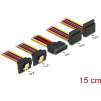 Delock Cable SATA 15 pin power plug with latching function > SATA 15 pin power receptacle 2 x down / 2 x up 15 cm