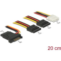 Delock Power Cable SATA 15 pin plug > 3 x SATA receptacle + 1 x Molex 4 pin female 20 cm (PCB)