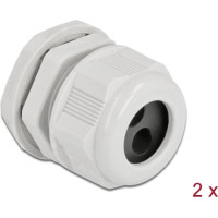 Delock Cable Gland PG21 for round cable with two cable entries grey 2 pieces