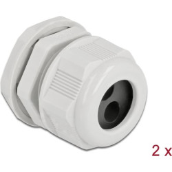 Delock Cable Gland PG21 for round cable with two cable entries grey 2 pieces