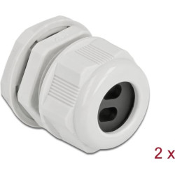 Delock Cable Gland PG21 for flat cable with two cable entries grey 2 pieces