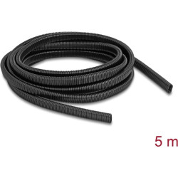 Delock Plastic cable protection conduit in oval shape flexible 13.6 x 6.3 mm - length 5 m black