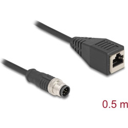 Delock M12 Cable A-coded 8 pin male to RJ45 female PVC 0.5 m