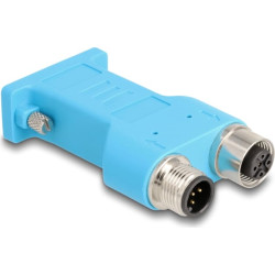 Delock D-Sub 9 female to M12 male and female A-coded 5 pin CAN bus splitter 180° blue